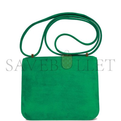 HERMES MASTER CONSTANCE 18 CACTUS DOBLIS SUEDE GOLD HARDWARE (18*15*4cm)